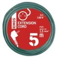 Przedłużacz 5m, 1 gniazdo, zielony, PVC, 1,5 mm2