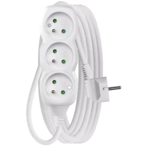 Przedłużacz 5m, 3 gniazda, biały, PVC, 1,5 mm2