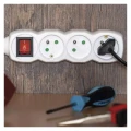 Przedłużacz 5m, 3 gniazda, z wyłącznikiem, biały, PVC, 1 mm2
