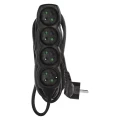 Przedłużacz 5m, 4 gniazda, czarny, PVC, 1,5 mm2