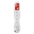 Przedłużacz 5m, 6 gniazd, biały, PVC, 1,5 mm2