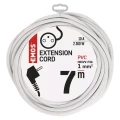 Przedłużacz 7m, 1 gniazdo, biały, PVC, 1 mm2