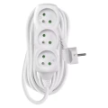 Przedłużacz 7m, 3 gniazda, biały, PVC, 1 mm2