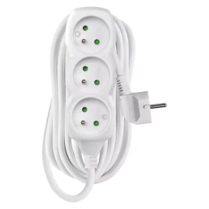Przedłużacz 7m, 3 gniazda, biały, PVC, 1,5 mm2