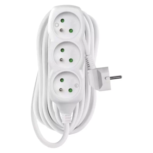 Przedłużacz 7m, 3 gniazda, biały, PVC, 1,5 mm2