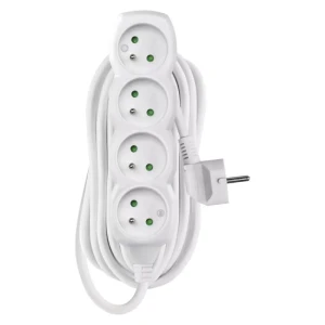 Przedłużacz 7m, 4 gniazda, biały, PVC, 1,5 mm2