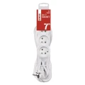 Przedłużacz 7m, 4 gniazda, biały, PVC, 1,5 mm2