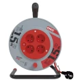 Przedłużacz bębnowy 15m, 4 gniazda, czerwony, PVC, 230V, 1 mm2