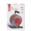 Przedłużacz bębnowy 15m, 4 gniazda, czerwony, PVC, 230V, 1 mm2