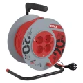 Przedłużacz bębnowy 20m, 4 gniazda, czerwony, PVC, 230V, 1 mm2