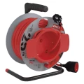 Przedłużacz bębnowy 25m, 1 gniazdo, czerwony, PVC, 230V, 1,5 mm2