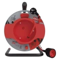 Przedłużacz bębnowy 25m, 1 gniazdo, czerwony, PVC, 230V, 1,5 mm2