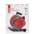 Przedłużacz bębnowy 25m, 1 gniazdo, czerwony, PVC, 230V, 1,5 mm2