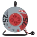 Przedłużacz bębnowy 25m, 4 gniazda, czerwony, PVC, 230V, 1 mm2