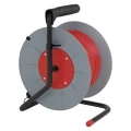 Przedłużacz bębnowy 25m, 4 gniazda, czerwony, PVC, 230V, 1 mm2