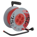 Przedłużacz bębnowy 25m, 4 gniazda, czerwony, PVC, 230V, 1 mm2