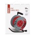 Przedłużacz bębnowy 25m, 4 gniazda, czerwony, PVC, 230V, 1 mm2