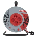 Przedłużacz bębnowy 25m, 4 gniazda, czerwony, PVC, 230V, 1,5 mm2