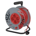 Przedłużacz bębnowy 25m, 4 gniazda, czerwony, PVC, 230V, 1,5 mm2