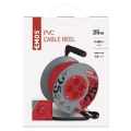 Przedłużacz bębnowy 25m, 4 gniazda, z wyłącznikiem, czerwony, PVC, 230V, 1,5 mm2