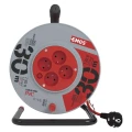 Przedłużacz bębnowy 30m, 4 gniazda, czerwony, PVC, 230V, 1 mm2
