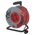Przedłużacz bębnowy 30m, 4 gniazda, czerwony, PVC, 230V, 1 mm2