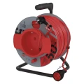 Przedłużacz bębnowy 50m, 1 gniazdo, czerwony, PVC, 230V, 1,5 mm2