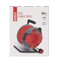 Przedłużacz bębnowy 50m, 1 gniazdo, czerwony, PVC, 230V, 1,5 mm2