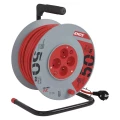 Przedłużacz bębnowy 50m, 4 gniazda, z wyłącznikiem, czerwony, PVC, 230V, 1,5 mm2