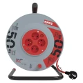 Przedłużacz bębnowy 50m, 4 gniazda, z wyłącznikiem, czerwony, PVC, 230V, 1,5 mm2