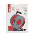 Przedłużacz bębnowy 50m, 4 gniazda, z wyłącznikiem, czerwony, PVC, 230V, 1,5 mm2