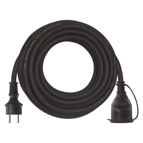 Przedłużacz ogrodowy 10m, 1 gniazdo, czarny, guma-neopren, 230V, 1,5 mm2
