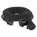 Przedłużacz ogrodowy 10m, 2 gniazda, czarny, guma, 230V, 1,5 mm2