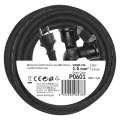 Przedłużacz ogrodowy 10m, 2 gniazda, czarny, guma, 230V, 1,5 mm2