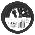 Przedłużacz ogrodowy 15m, 2 gniazda, czarny, guma, 230V, 1,5 mm2