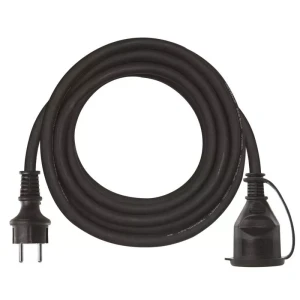 Przedłużacz ogrodowy 5m, 1 gniazdo, czarny, guma-neopren, 230 V, 1,5 mm2