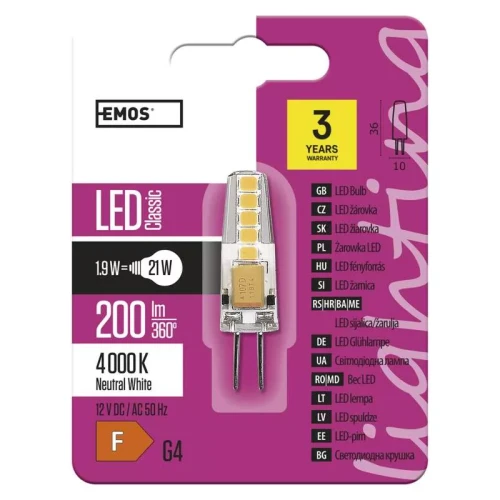 Żarówka LED Classic JC / G4 / 1,9 W (21 W) / 200 lm / neutralna biel
