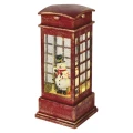 Dekoracje - 1 LED budka telefoniczna z bałwankiem 10x25 cm, 3x AA ciepła biel, IP20, timer