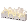 Dekoracje - 10 LED drewniany świąteczny pociąg, 14x30 cm, 2x AA, ciepła biel, IP20, timer
