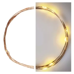 Dekoracje - 10 LED nano łezki 0,9m 2x AA ciepła biel, IP20, miedziany przewód, IP20 timer