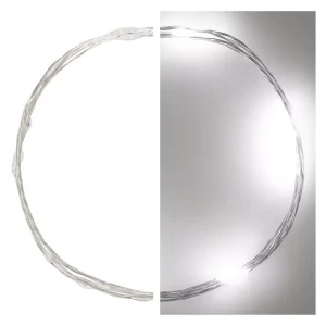 Dekoracje - 10 LED nano łezki 0,9m 2x AA zimna biel, srebrny przewód, IP20 timer