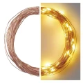 Dekoracje - 100 LED nano łezki 10m ciepła biel, miedziany przewód, IP44 timer