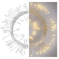 Dekoracje - 100LED small nano łezki, jeżyk, 2,4m 3xAA ciepła biel, sreb przew, IP20, timer