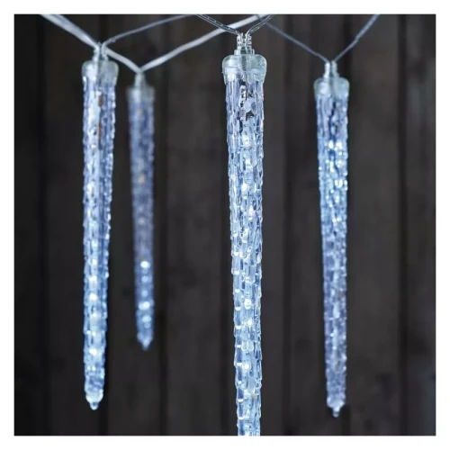 Dekoracje - 140 LED 10x sopel 29 cm 3,6 m, zimna biel, IP44
