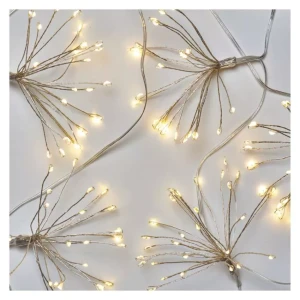 Dekoracje - 150 LED 2,35 m nano łezki frędzle ciepła biel, przeźroczysty przew IP20, timer