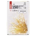 Dekoracje - 150 LED 2,35 m nano łezki frędzle ciepła biel, przeźroczysty przew IP20, timer