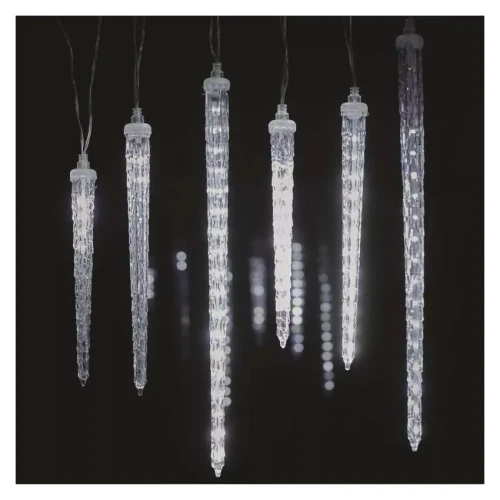 Dekoracje - 160 LED 6x sopel 25 do 40 cm 2 m, zimna biel, IP44