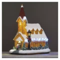 Dekoracje - 17 LED świąteczny kościół 26x16x29 cm, 3x AA ciepła biel, IP20