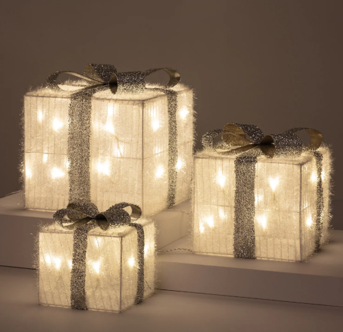 Zestaw Ribbon 3 pudełek na prezenty LED świąteczne 3,6W barwa biała ciepła IP44