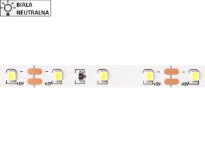 Taśma LED 2835 SMD300 24W-4,8W/1m 12V IP20 4000K 300lm/1m rolka 5m